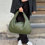 Velira Bags Bordo Woven Leather Hobo Krepšys