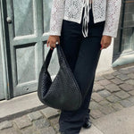 Velira Bags Bordo Woven Leather Hobo Krepšys