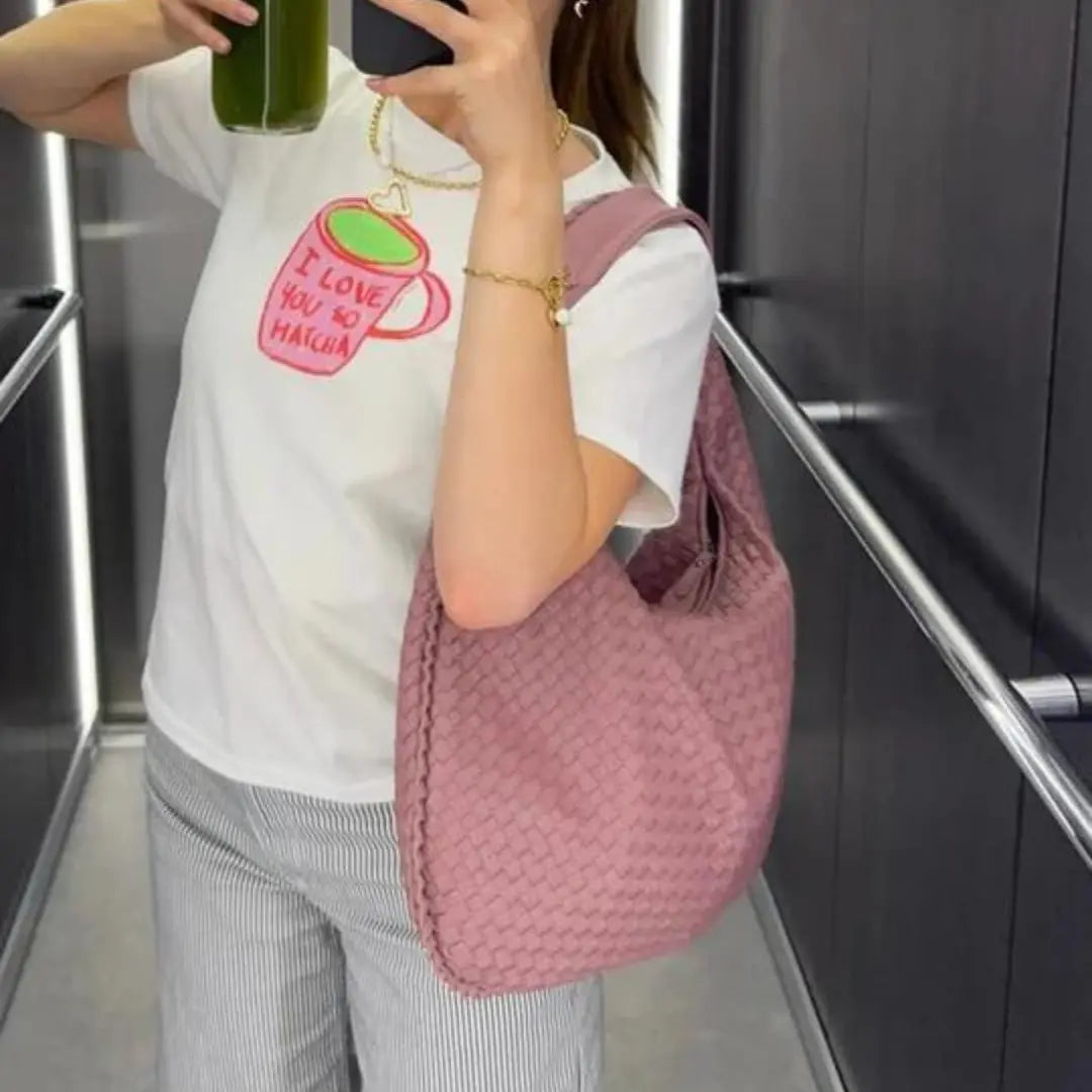 Velira Bags Bordo Woven Leather Hobo Krepšys