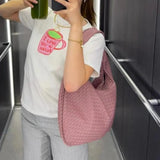 Velira Bags Bordo Woven Leather Hobo Krepšys