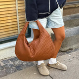 Velira Bags Bordo Woven Leather Hobo Krepšys