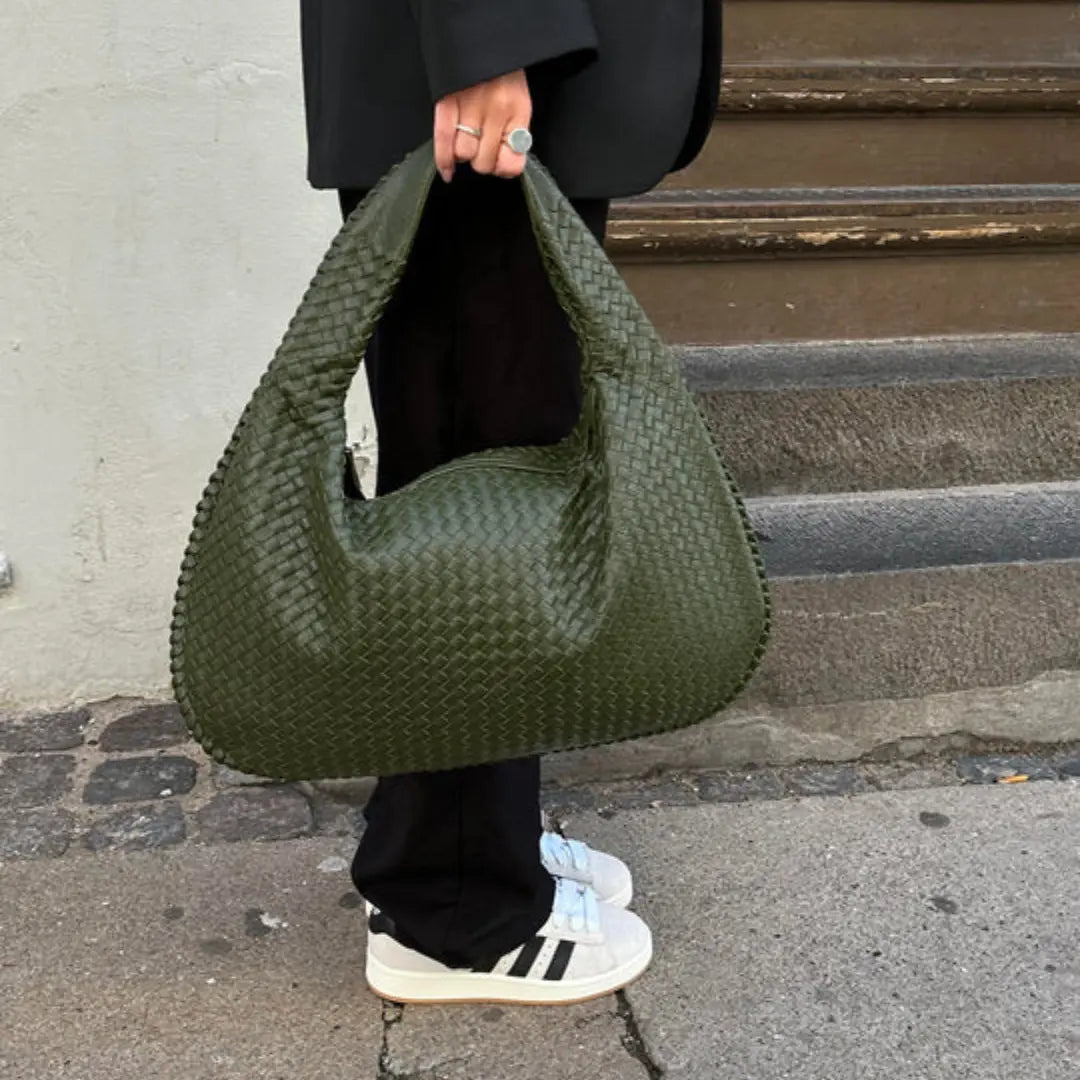 Velira Bags Bordo Woven Leather Hobo Krepšys