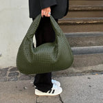 Velira Bags Bordo Woven Leather Hobo Krepšys