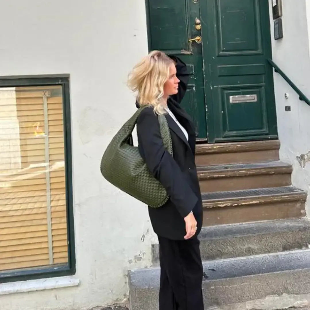 Velira Bags Bordo Woven Leather Hobo Krepšys