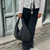 Velira Bags Bordo Woven Leather Hobo Krepšys