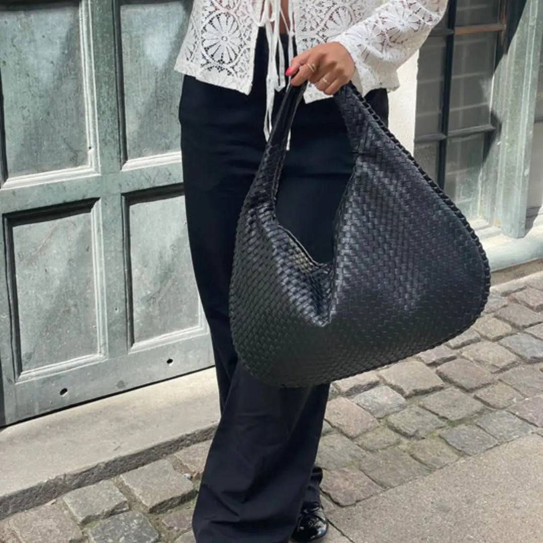 Velira Bags Bordo Woven Leather Hobo Krepšys