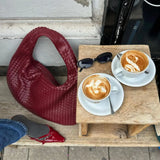 Velira Bags Bordo Woven Leather Hobo Krepšys