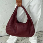 Velira Bags Bordo Woven Leather Hobo Krepšys