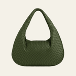 Velira Bags Chaki Bordo Woven Leather Hobo Krepšys