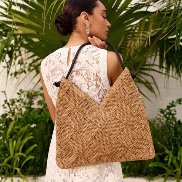 Velira Bags Chaki / vienas dydis Sorrento tekstūruota pintinė rankinė
