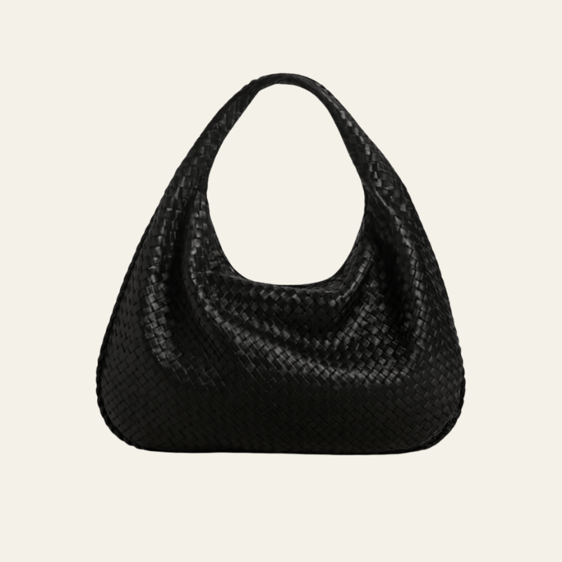 Velira Bags Juoda Bordo Woven Leather Hobo Krepšys