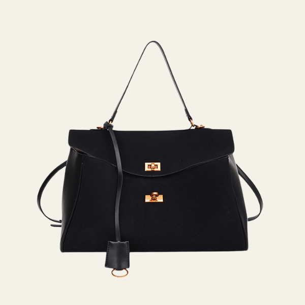Velira Bags Juoda Solenne struktūrinė rankinė su užklotu