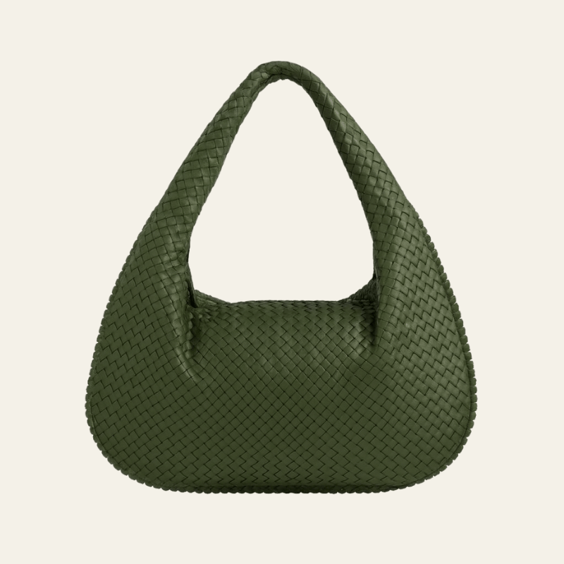 Velira Bags Khaki Bordo Woven Leather Hobo Krepšys