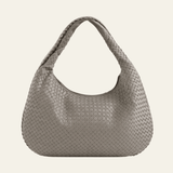 Velira Bags Pilka Bordo Woven Leather Hobo Krepšys