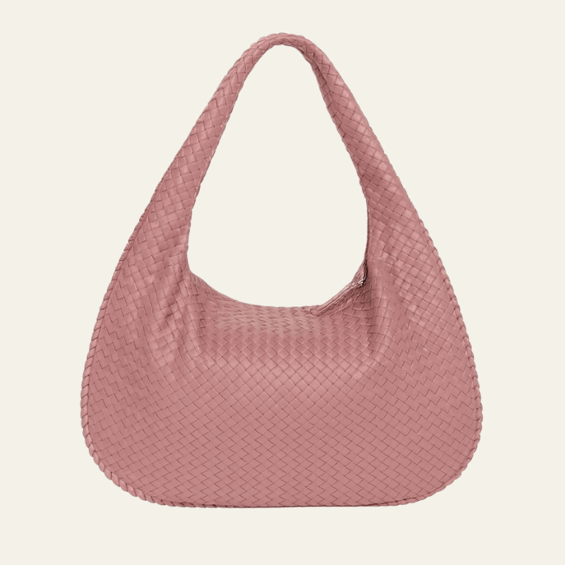 Velira Bags Rožinė Bordo Woven Leather Hobo Krepšys