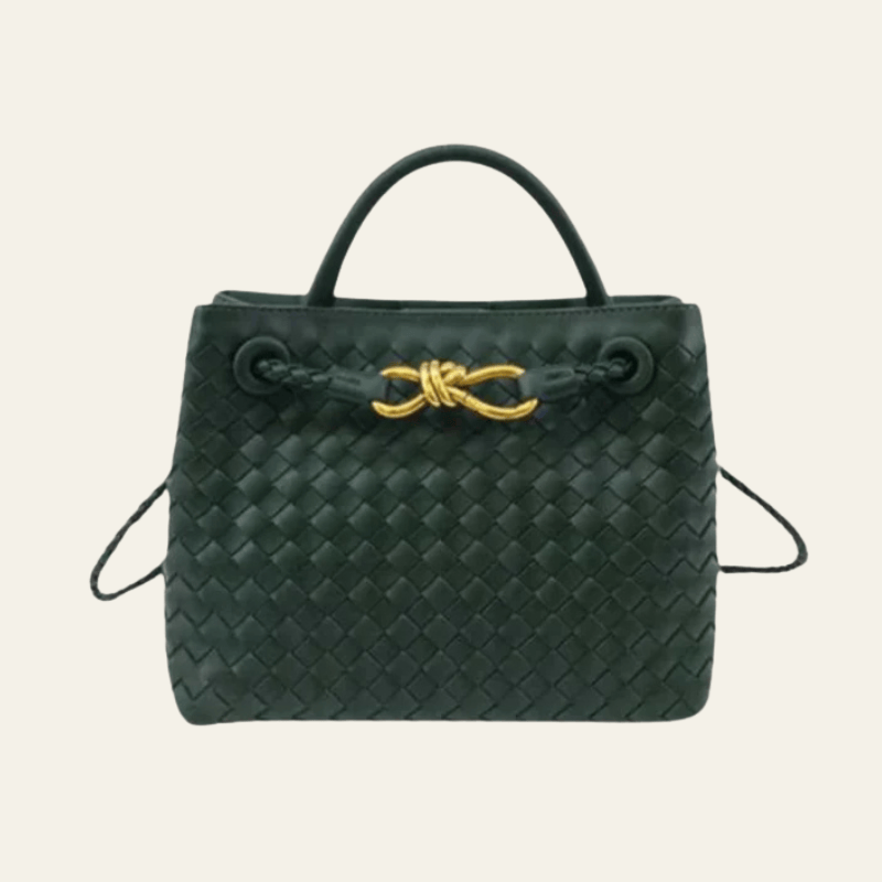 Velira Bags Tamsiai žalia Palermo Woven Leather Tote Bag