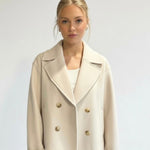 Velira Blend Double-Breasted Trench Coat | Maya Balta / XS Blend dvigubo užsegimo paltas | Maya