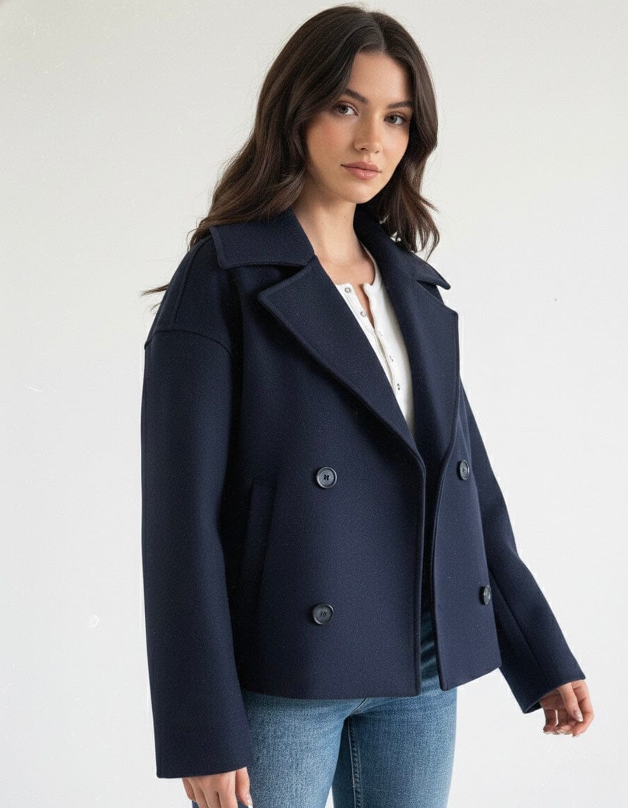 Velira Blend Double-Breasted Trench Coat | Maya Tamsiai mėlyna / XS Blend dvigubo užsegimo paltas | Maya