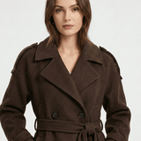 Velira Camille | Brown Blend Cropped Trench Jacket Camille | Ruda Mišinys Trumpa Paltinė Striukė