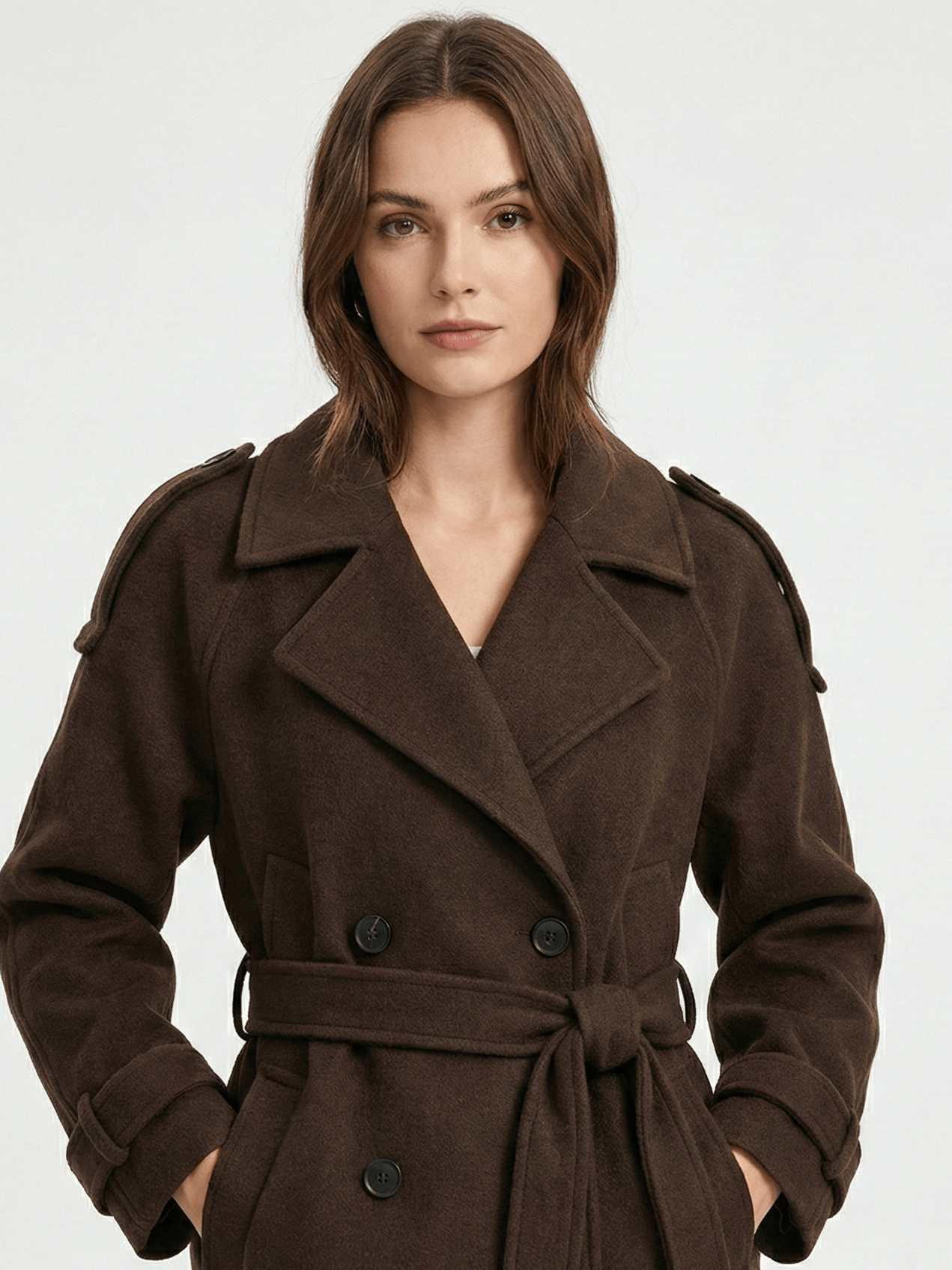 Velira Camille | Brown Blend Cropped Trench Jacket Camille | Ruda Mišinys Trumpa Paltinė Striukė