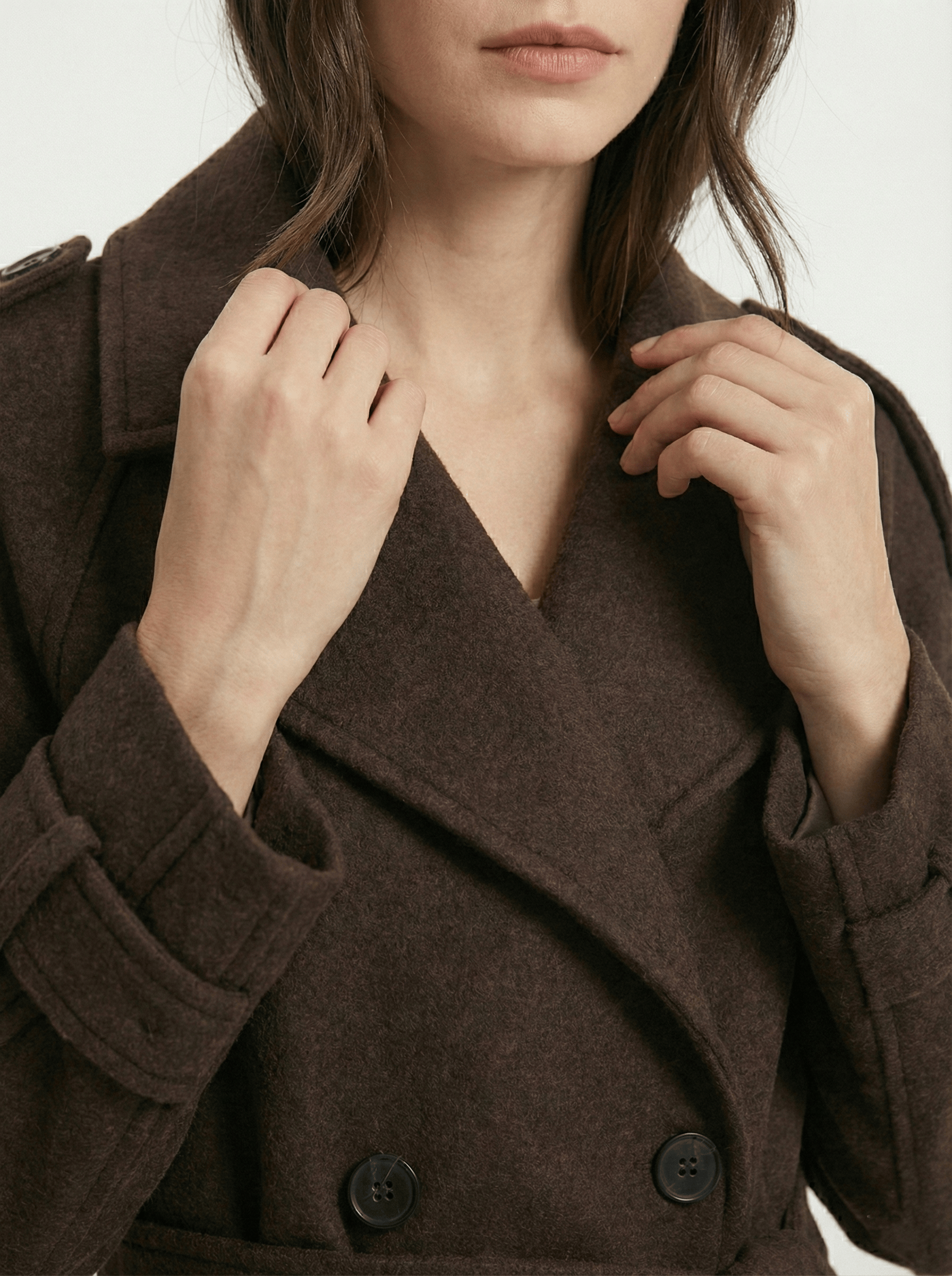 Velira Camille | Brown Blend Cropped Trench Jacket Camille | Ruda Mišinys Trumpa Paltinė Striukė
