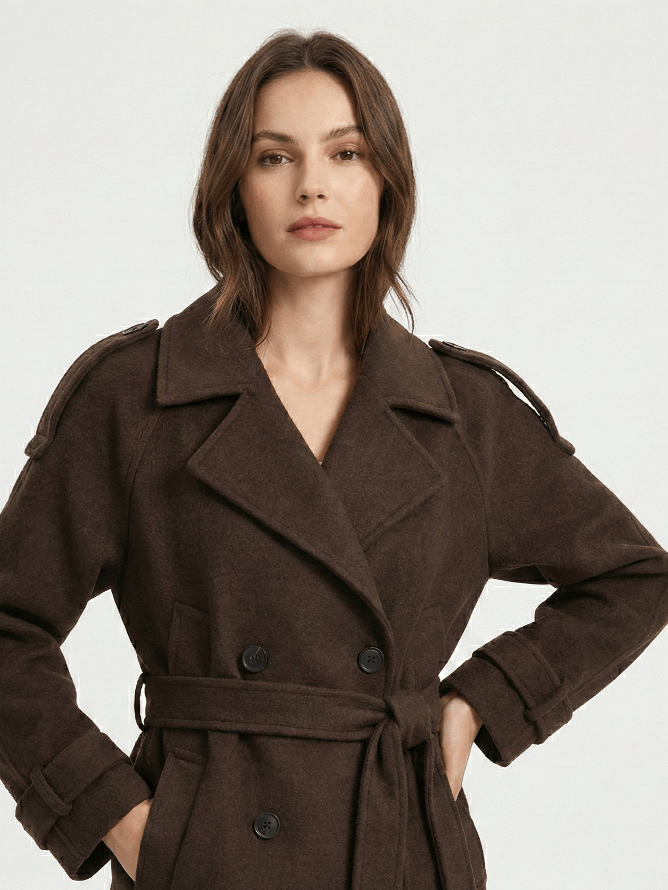 Velira Camille | Brown Blend Cropped Trench Jacket Camille | Ruda Mišinys Trumpa Paltinė Striukė