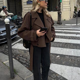 Velira Camille | Brown Blend Cropped Trench Jacket Camille | Ruda Mišinys Trumpa Paltinė Striukė