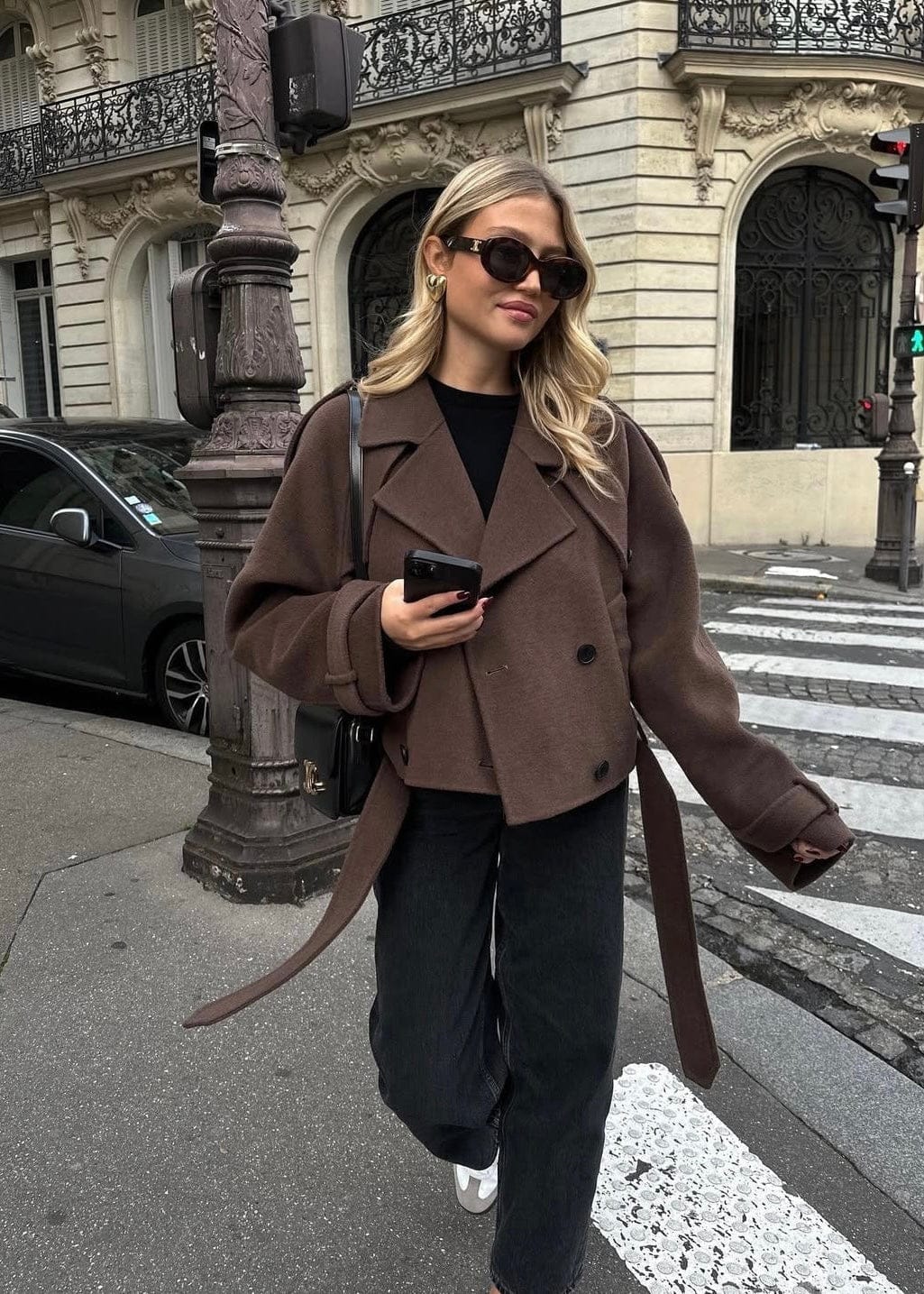 Velira Camille | Brown Blend Cropped Trench Jacket Camille | Ruda Mišinys Trumpa Paltinė Striukė