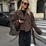 Velira Camille | Brown Blend Cropped Trench Jacket Camille | Ruda Mišinys Trumpa Paltinė Striukė