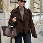 Velira Camille | Brown Blend Cropped Trench Jacket Camille | Ruda Mišinys Trumpa Paltinė Striukė