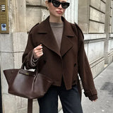 Velira Camille | Brown Blend Cropped Trench Jacket Camille | Ruda Mišinys Trumpa Paltinė Striukė
