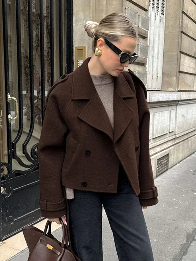 Velira Camille | Brown Blend Cropped Trench Jacket Camille | Ruda Mišinys Trumpa Paltinė Striukė