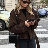 Velira Camille | Brown Blend Cropped Trench Jacket Camille | Ruda Mišinys Trumpa Paltinė Striukė