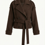 Velira Camille | Brown Blend Cropped Trench Jacket Ruda / S Camille | Ruda Mišinys Trumpa Paltinė Striukė
