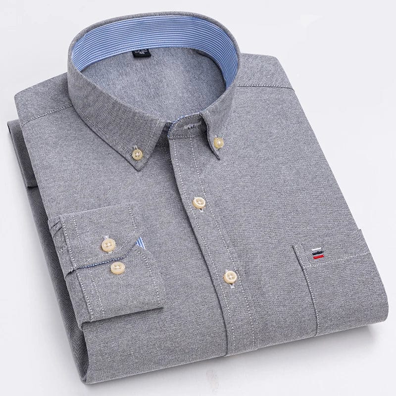 Velira Camisa Masculina Oxford Manga Longa Pilka / S Vyriška Oxford ilgomis rankovėmis marškiniai