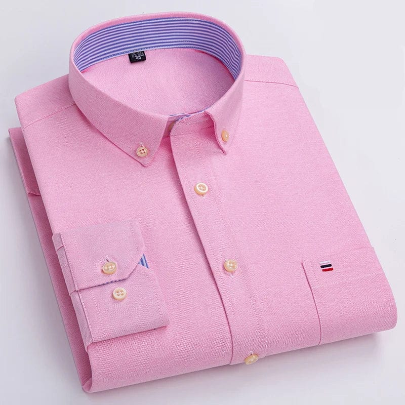 Velira Camisa Masculina Oxford Manga Longa Rožinė / S Vyriška Oxford ilgomis rankovėmis marškiniai