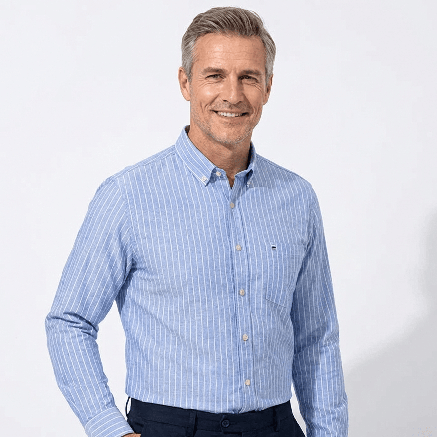Velira Camisa Masculina Soft Listrada Manga Longa Vyrų Mėlyna Juostuota Ilgomis Rankovėmis Marškiniai