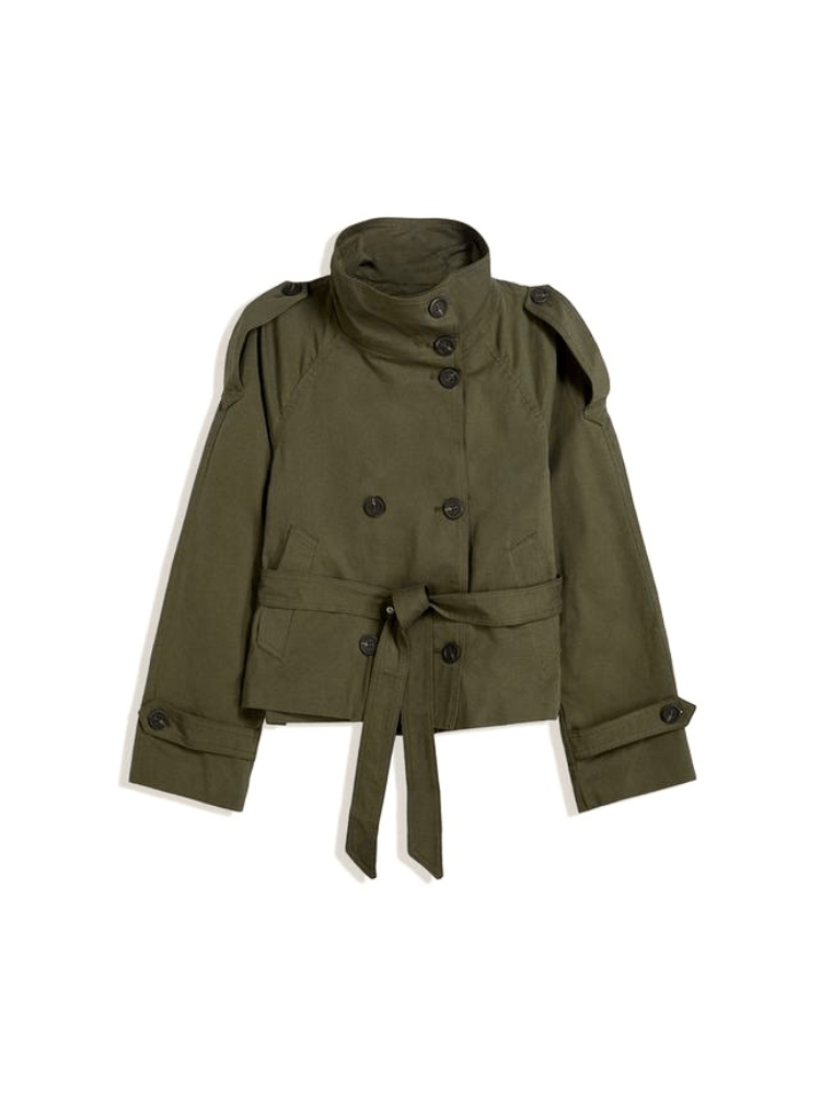Velira Cath | Short Belted Trench Coat Armijos žalia / S Cath | Trumpas diržinis lietpaltis
