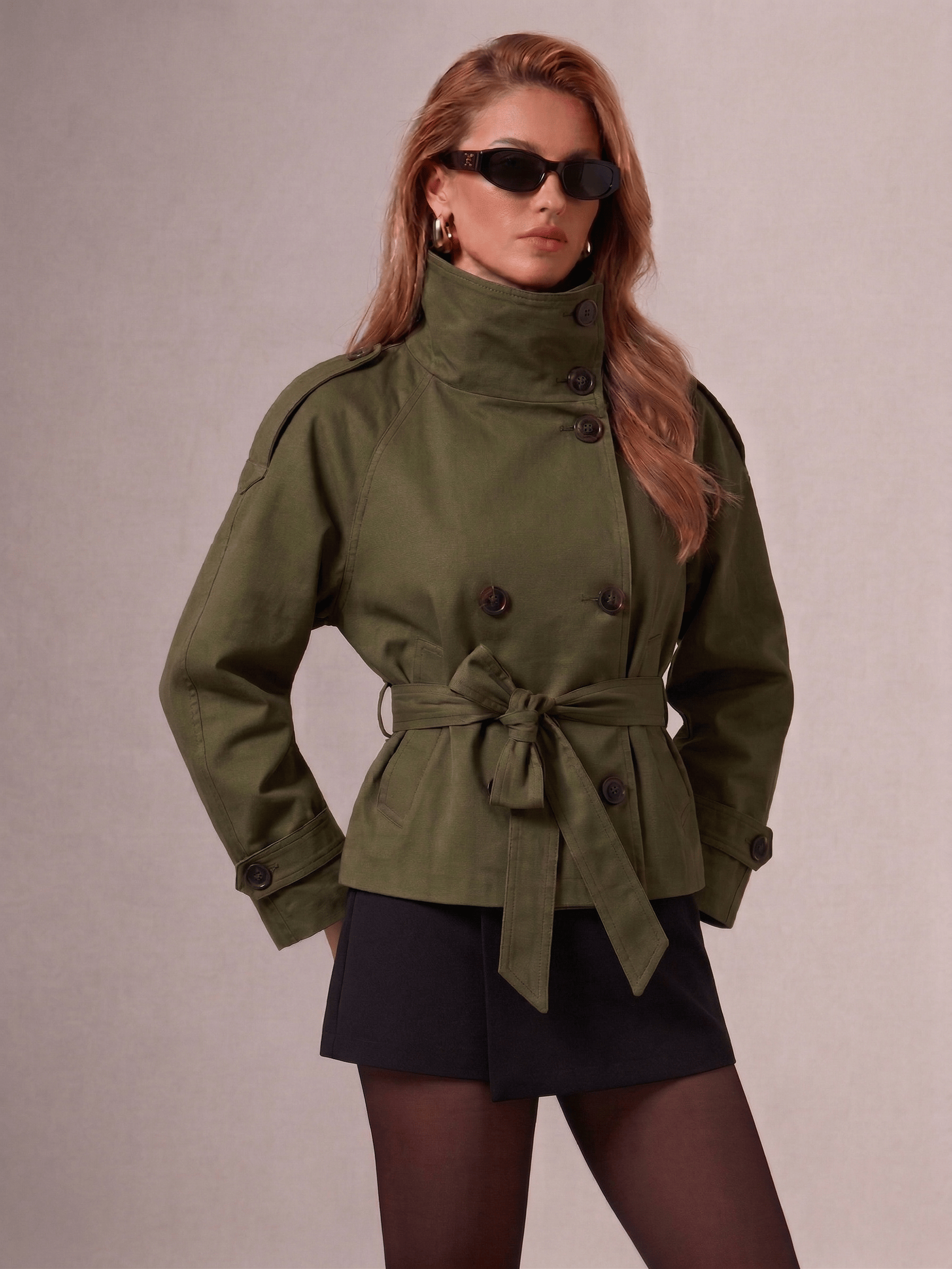 Velira Cath | Short Belted Trench Coat Cath | Trumpas diržinis lietpaltis