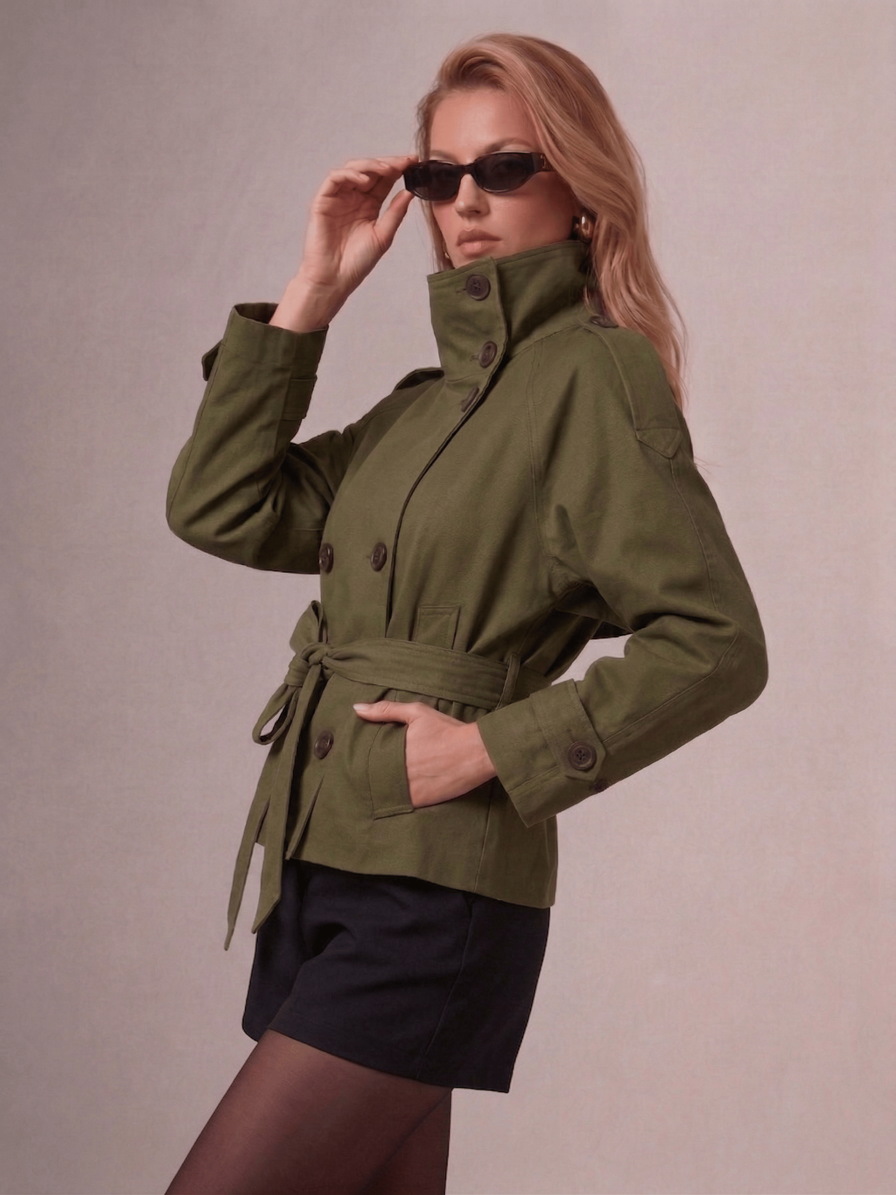 Velira Cath | Short Belted Trench Coat Cath | Trumpas diržinis lietpaltis