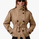 Velira Cath | Short Belted Trench Coat Chaki / S Cath | Trumpas diržinis lietpaltis