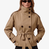 Velira Cath | Short Belted Trench Coat Chaki / S Cath | Trumpas diržinis lietpaltis