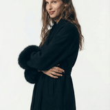 Velira Celine | Belted Coat with Faux Fur Cuffs Celine | Diržinė Striukė su Dirbtinės Odos Rankovėmis