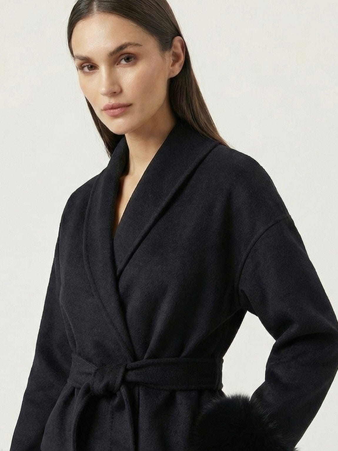 Velira Celine | Belted Coat with Faux Fur Cuffs Celine | Diržinė Striukė su Dirbtinės Odos Rankovėmis