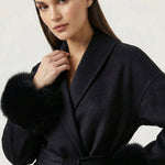 Velira Celine | Belted Coat with Faux Fur Cuffs Celine | Diržinė Striukė su Dirbtinės Odos Rankovėmis