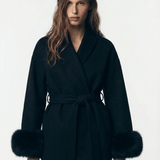 Velira Celine | Belted Coat with Faux Fur Cuffs Celine | Diržinė Striukė su Dirbtinės Odos Rankovėmis
