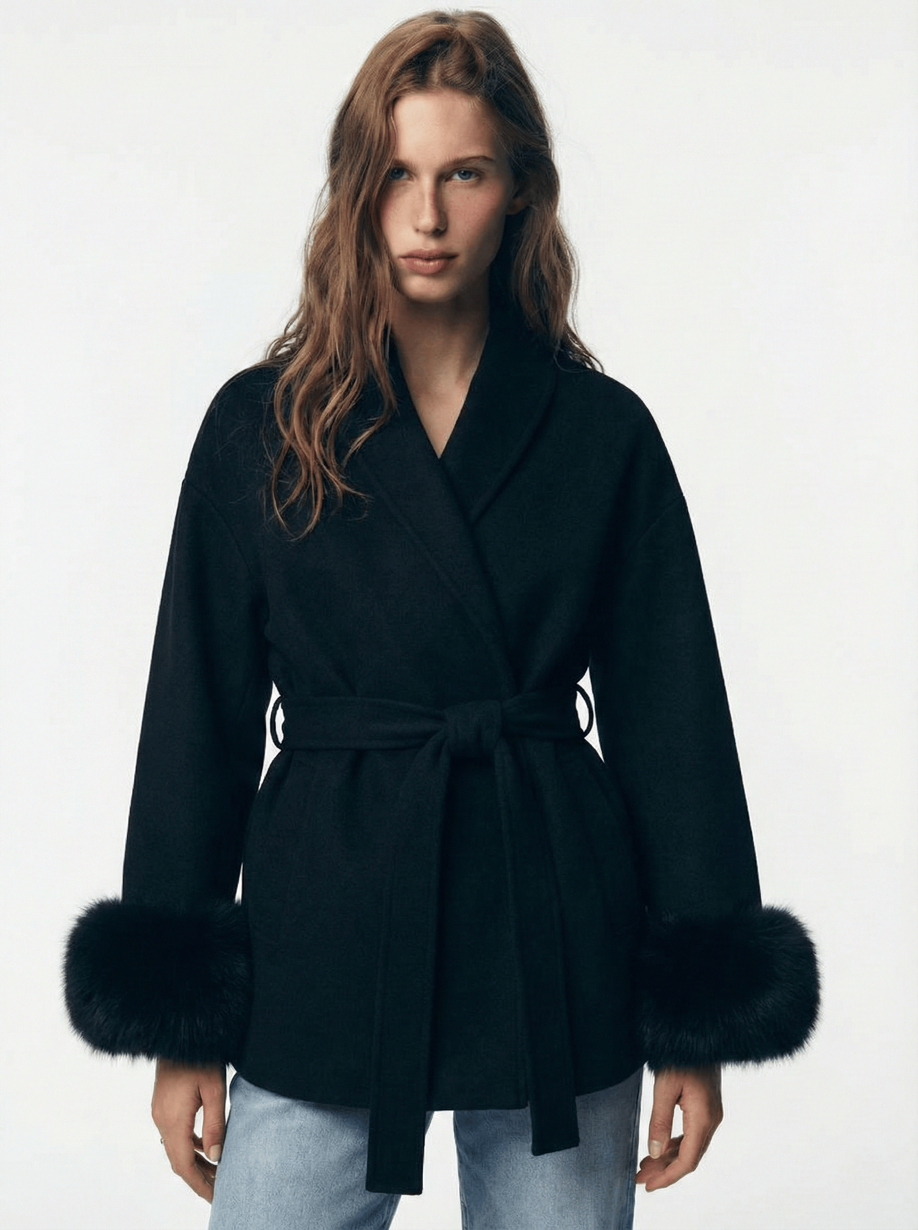 Velira Celine | Belted Coat with Faux Fur Cuffs Celine | Diržinė Striukė su Dirbtinės Odos Rankovėmis
