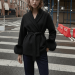 Velira Celine | Belted Coat with Faux Fur Cuffs Celine | Diržinė Striukė su Dirbtinės Odos Rankovėmis