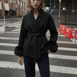 Velira Celine | Belted Coat with Faux Fur Cuffs Celine | Diržinė Striukė su Dirbtinės Odos Rankovėmis
