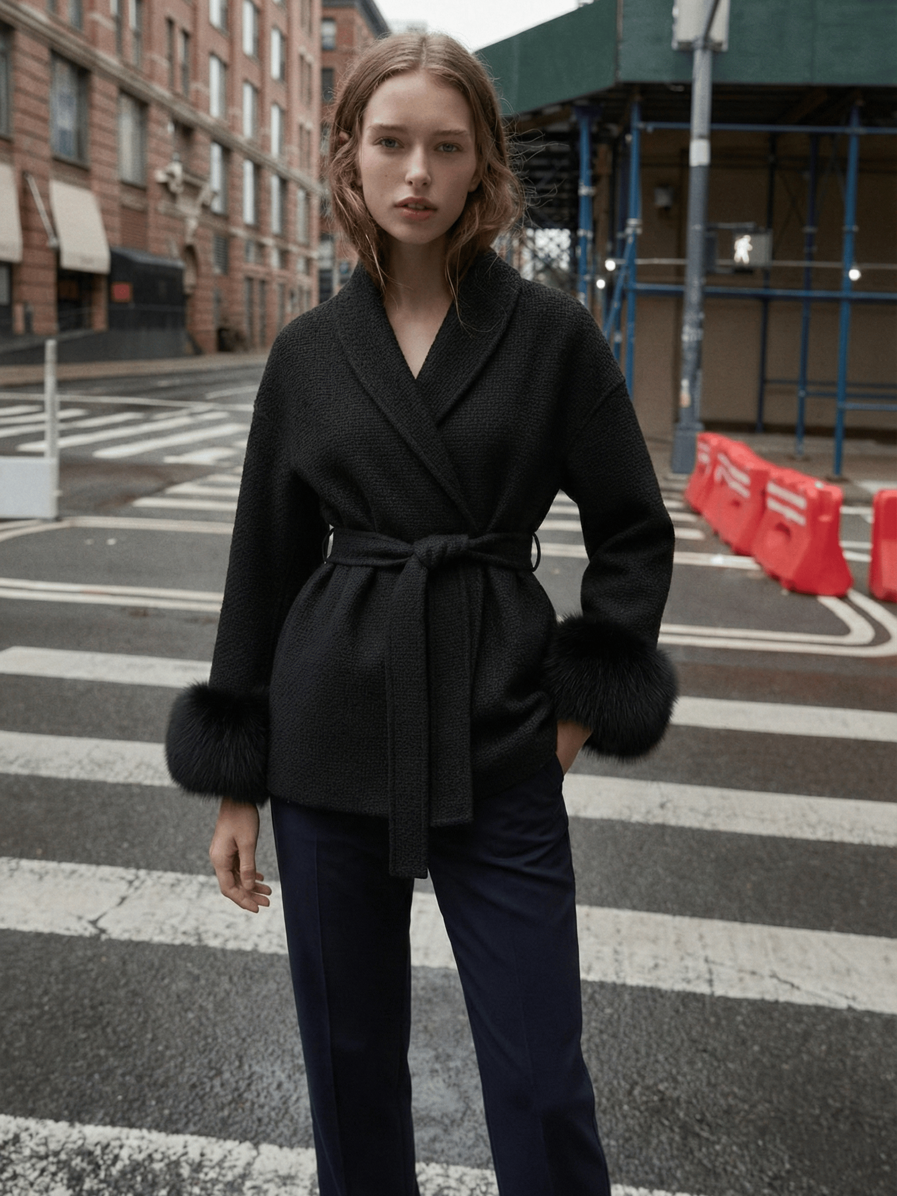 Velira Celine | Belted Coat with Faux Fur Cuffs Celine | Diržinė Striukė su Dirbtinės Odos Rankovėmis